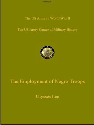 cover image of The Employment of Negro Troops